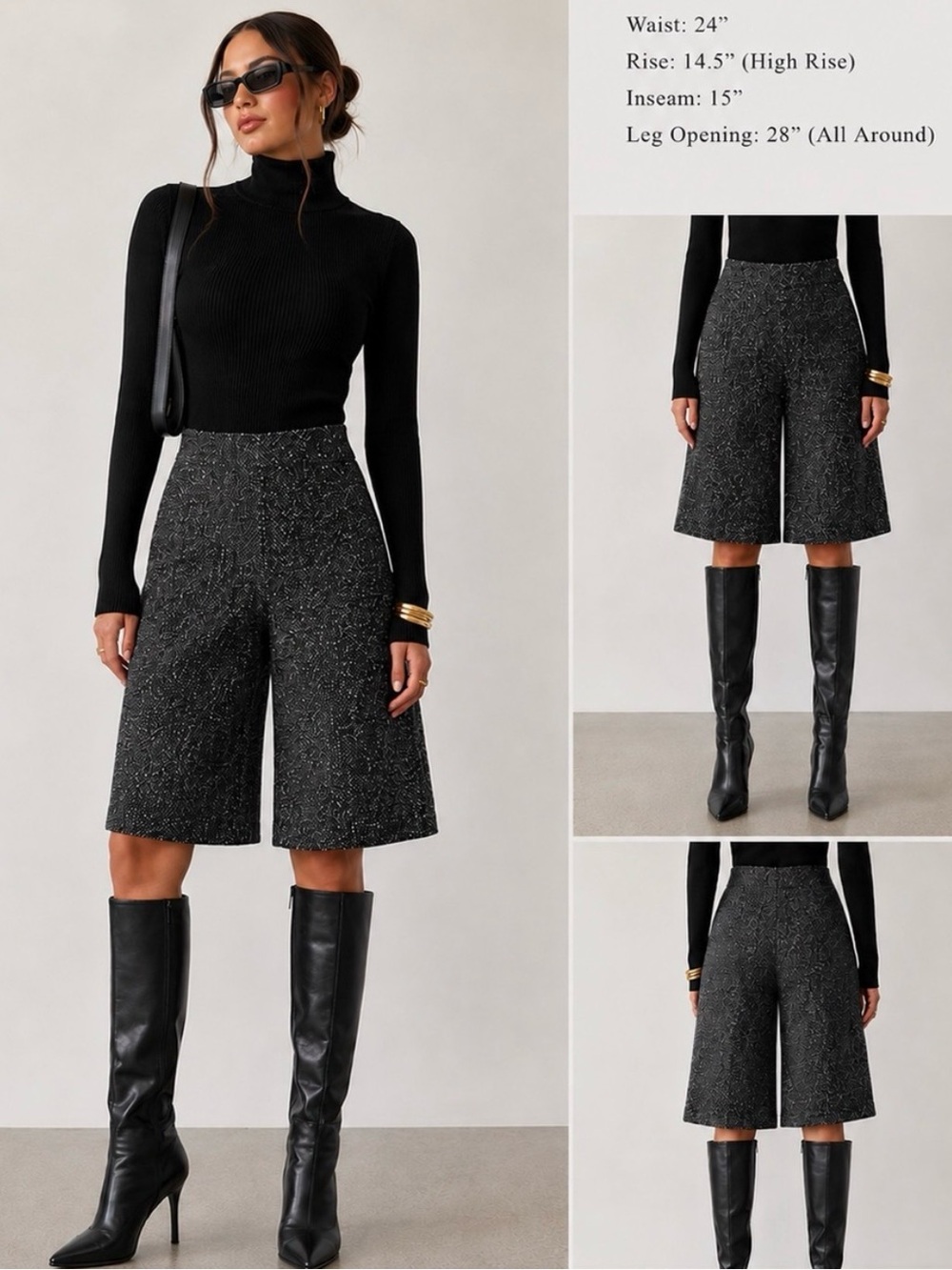 Vintage Carlisle Women’s Tweed Wool Blend  Culottes Gaucho Pants Size 0 (24) NWT
